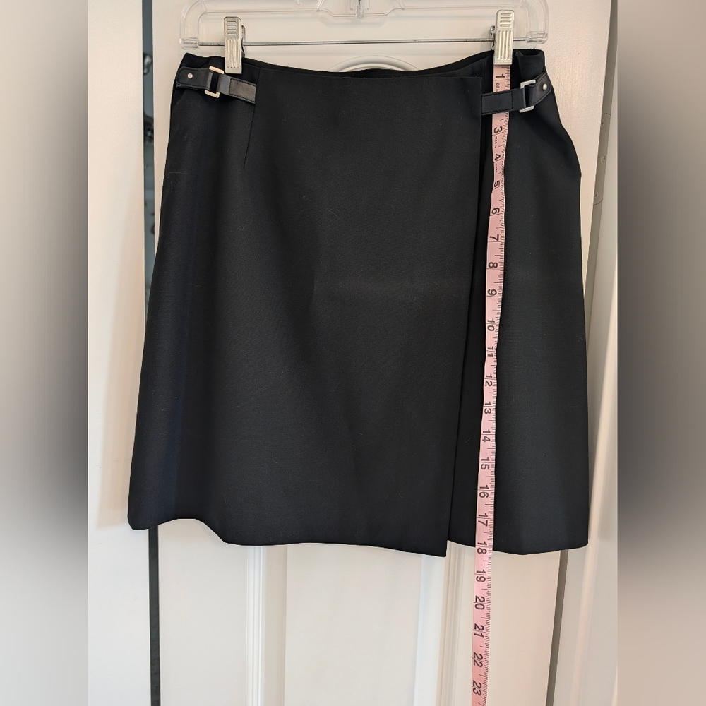Ann Taylor Full Wrap Skirt With Faux Leather Buckle Details, Size 6